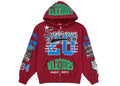 Supreme Warriors Applique Zip Up Hooded Sweatshirt Red