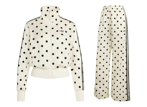adidas Women's Satin Polka Dots TT Jacket/Pant Set Off White